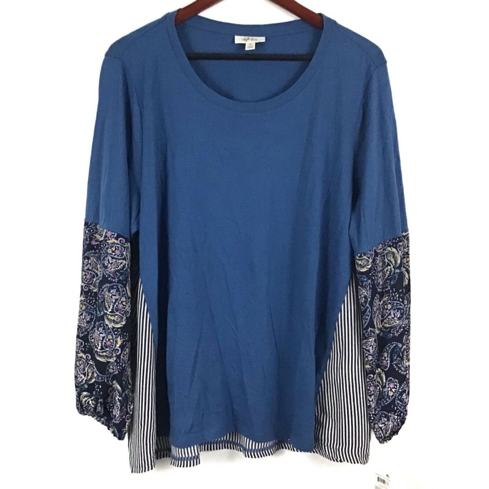 Style & Co Macy's Plus 3X Mixed Media Paisley Top - Picture 3 of 5